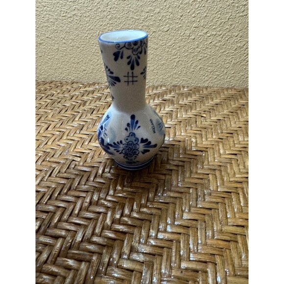 Delft Blue Holland Ceramic Vase With Windmill Design - Picture 5 of 10